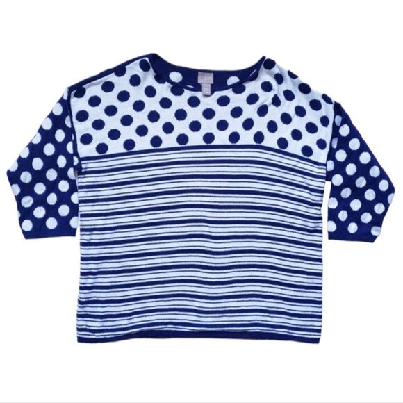 Chico's B&W Striped\PolkaDot Crew Neck Pullover - Picture 1 of 11